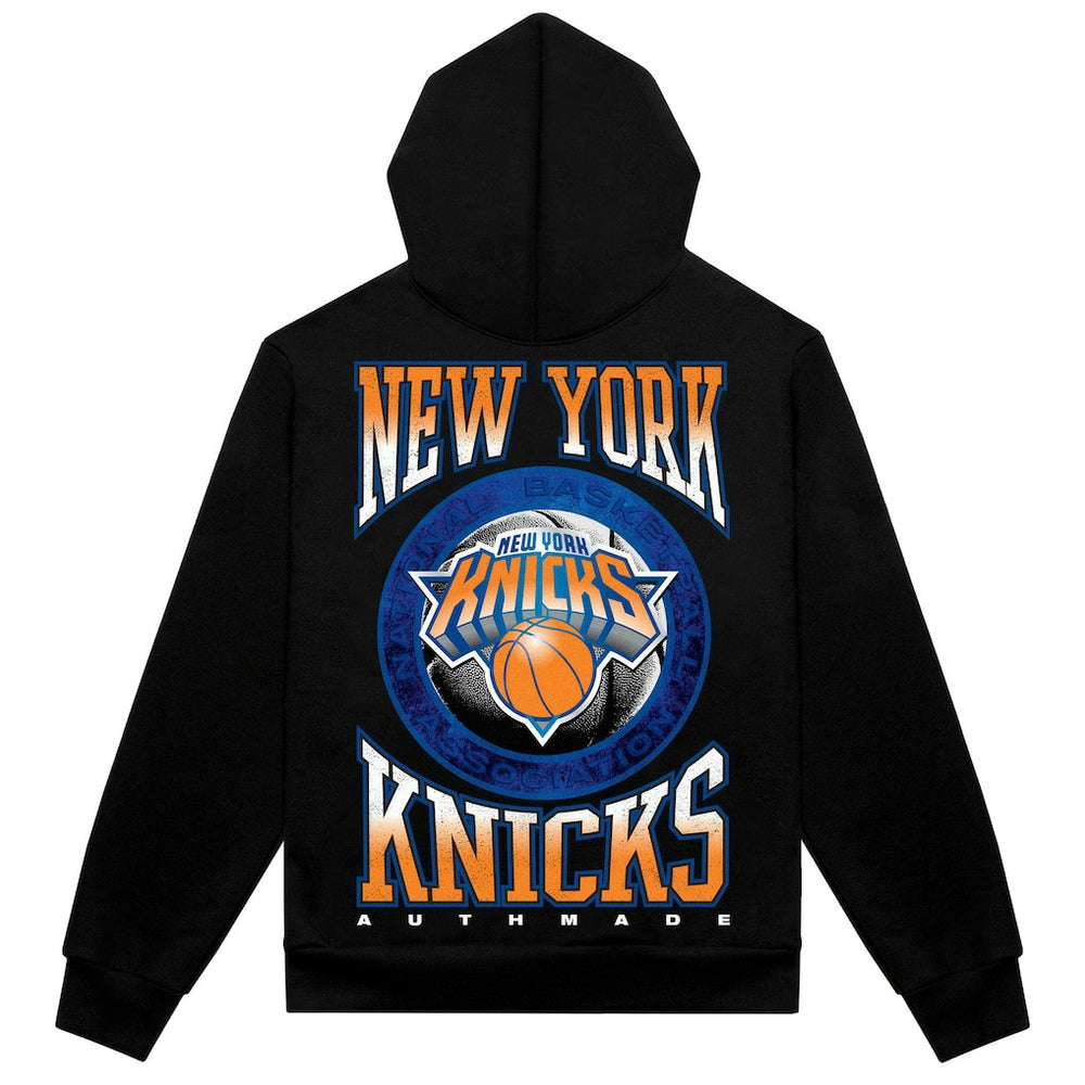 Black New York Knicks Authmade Vintage Metal Premium Heavyweight Pullover Hoodie | NBA