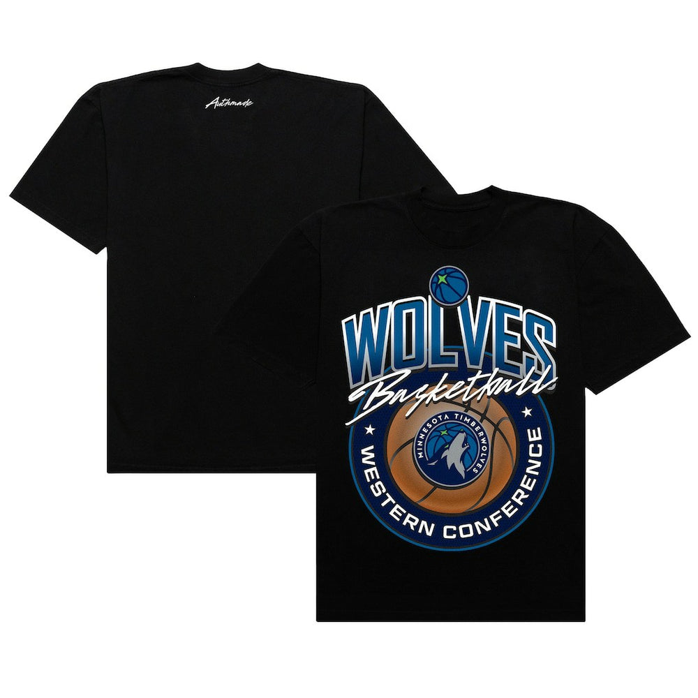Black Minnesota Timberwolves Authmade Basketball Mesh Premium T-Shirt | NBA