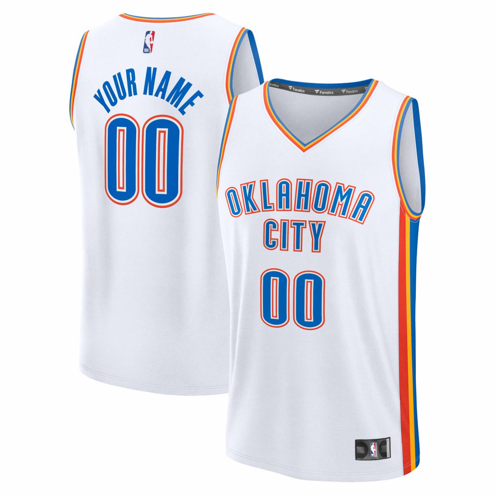White Oklahoma City Thunder Fast Break Custom Jersey | NBA