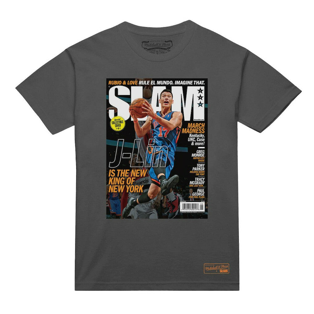 Gray Jeremy Lin New York Knicks NBA Slam Cover T-Shirt | NBA