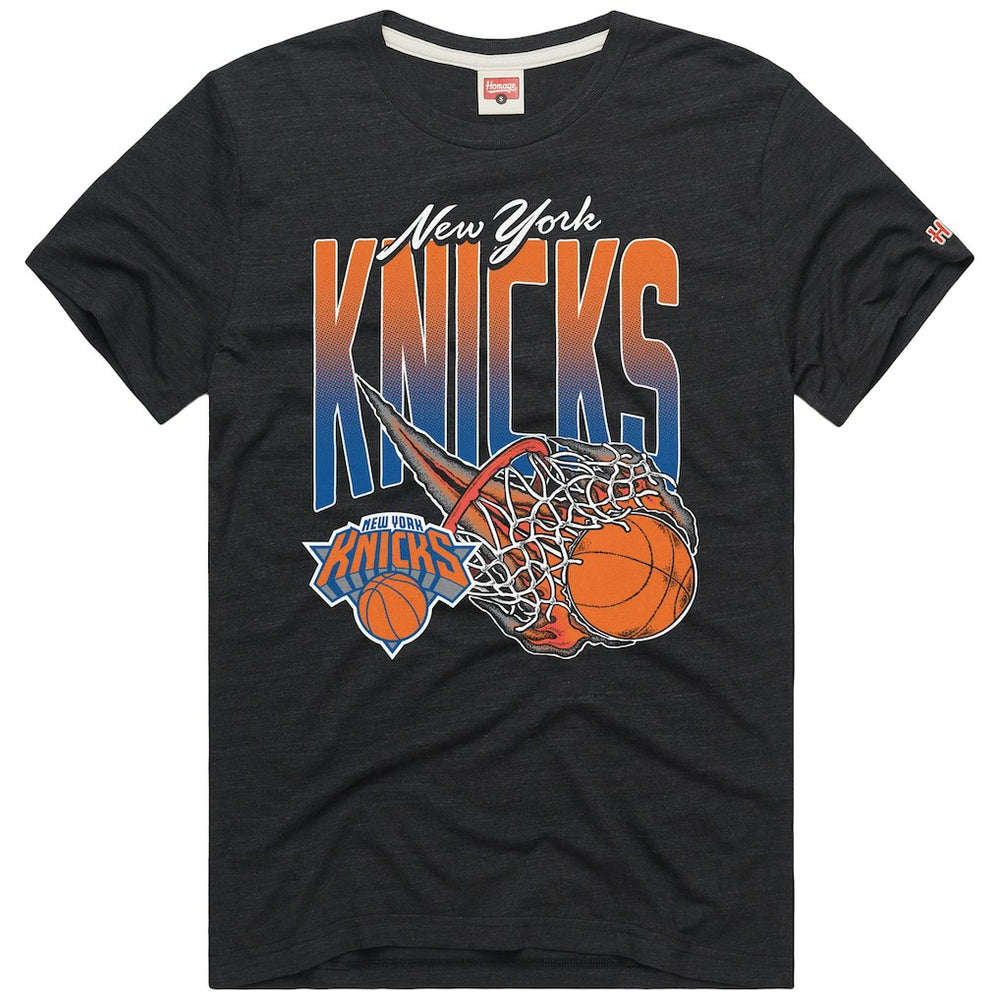 Charcoal New York Knicks Homage On Fire Tri-Blend T-Shirt | NBA