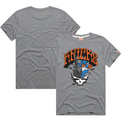 Gray New York Knicks x Grateful Dead Homage Skull Tri-Blend T-Shirt | NBA