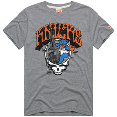 Gray New York Knicks x Grateful Dead Homage Skull Tri-Blend T-Shirt | NBA