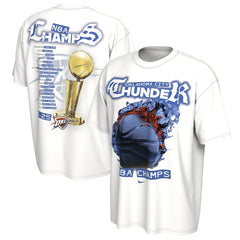 White Oklahoma City Thunder Unisex 2025 NBA Finals Champions Celebration Parade Roster T-Shirt | NBA
