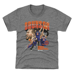 Gray Jalen Brunson New York Knicks 500 Level Youth Collage T-Shirt | NBA