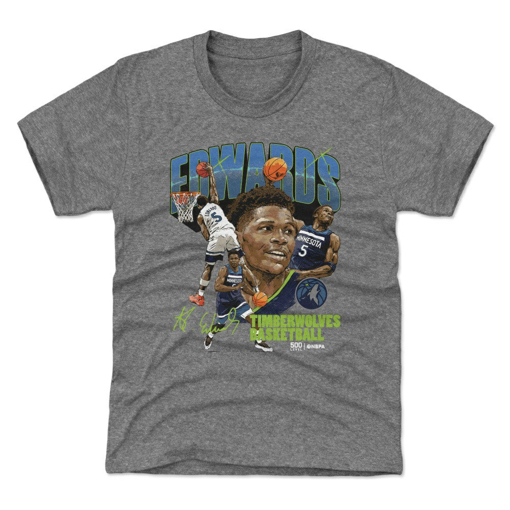 Gray Anthony Edwards Minnesota Timberwolves 500 Level Youth Collage T-Shirt | NBA