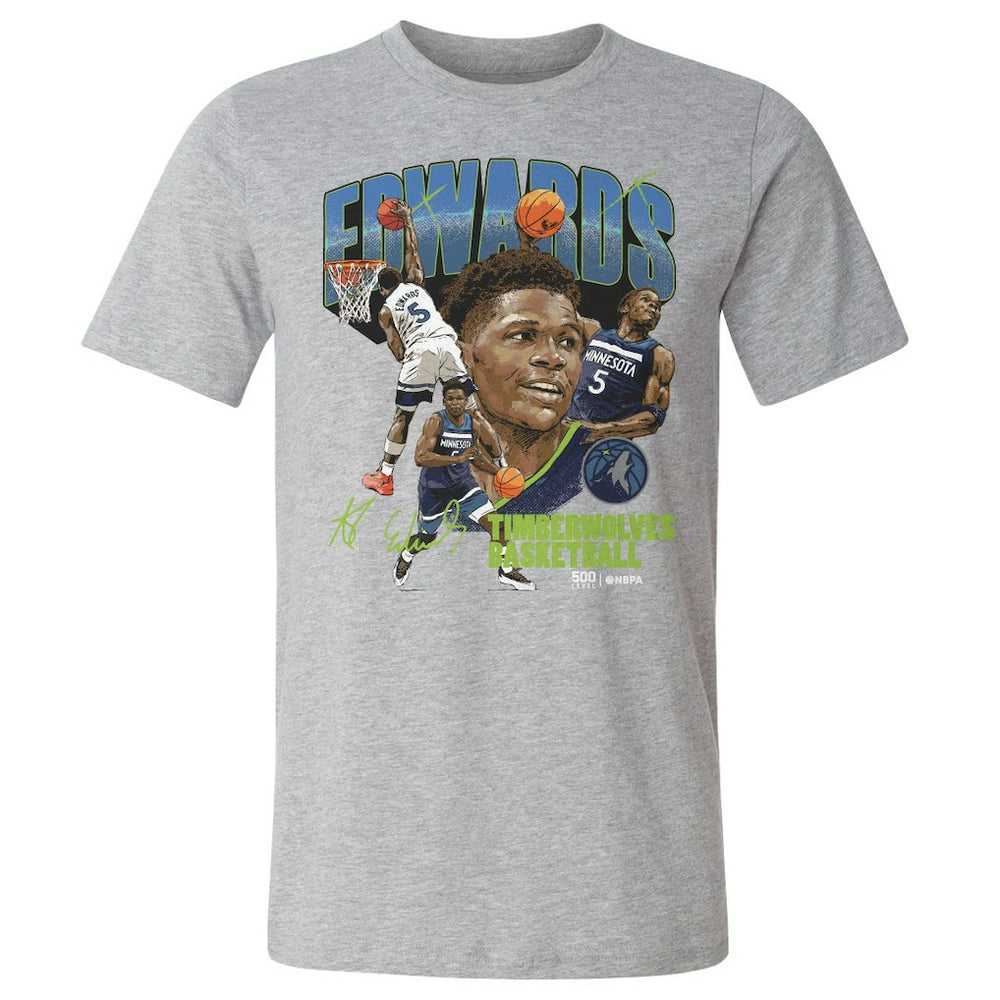Heather Gray Anthony Edwards Minnesota Timberwolves 500 Level Collage T-Shirt | NBA