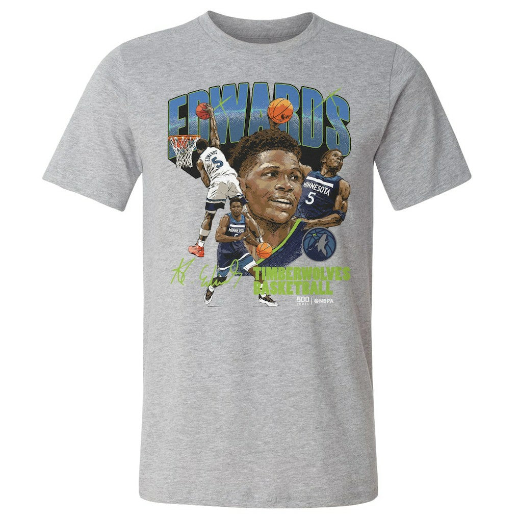 Heather Gray Anthony Edwards Minnesota Timberwolves 500 Level Collage T-Shirt | NBA