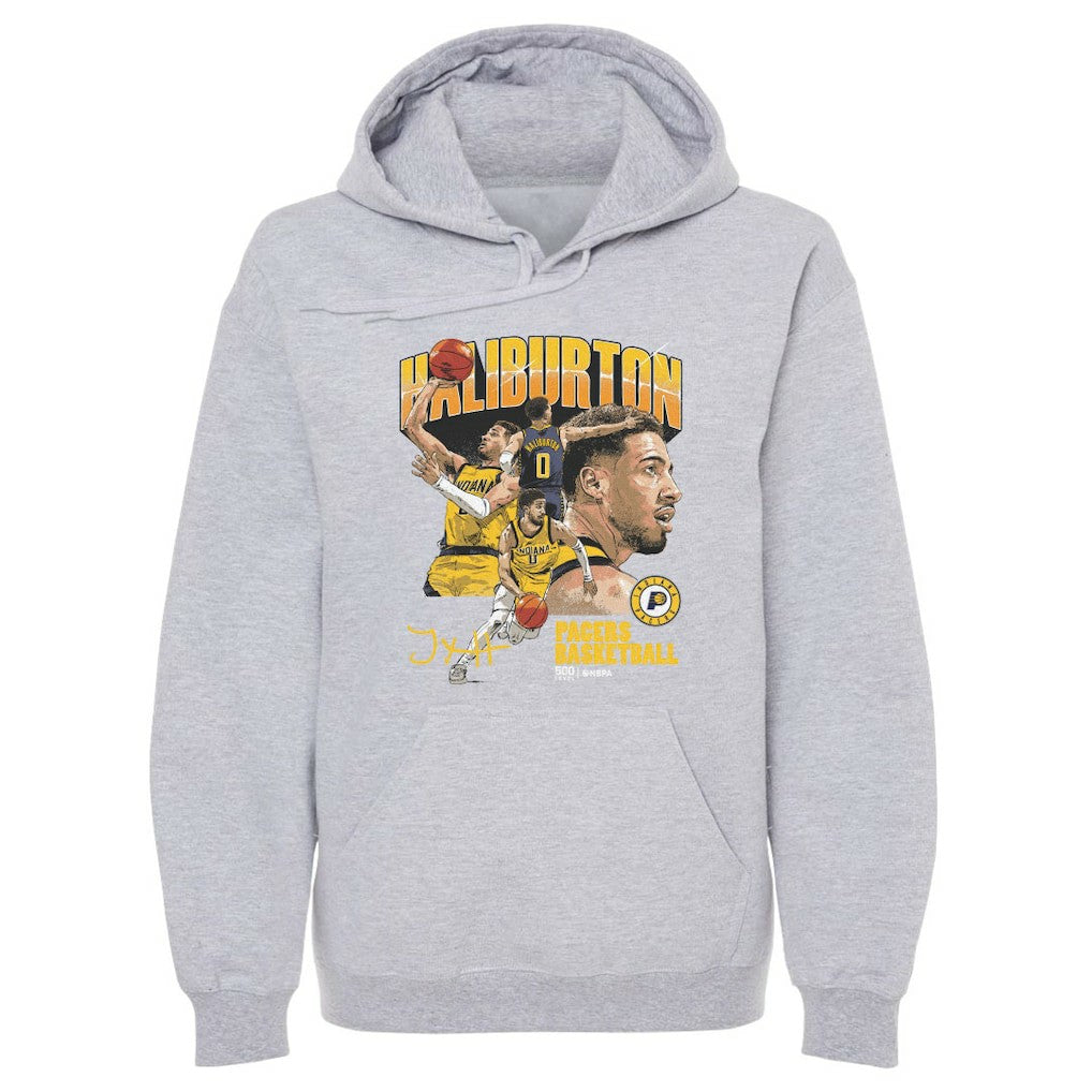 Gray Tyrese Haliburton Indiana Pacers 500 Level Collage Pullover Hoodie | NBA