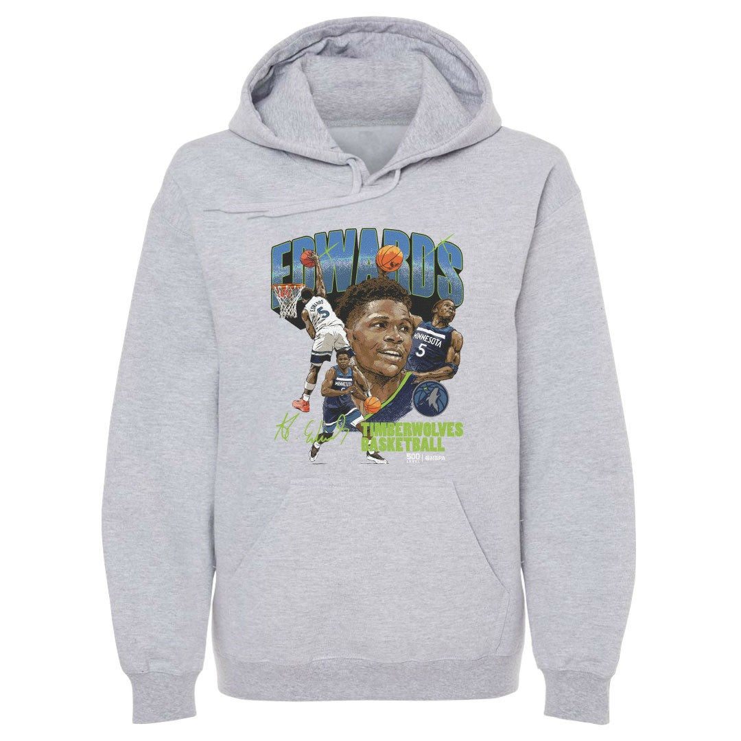Gray Anthony Edwards Minnesota Timberwolves 500 Level Collage Pullover Hoodie | NBA