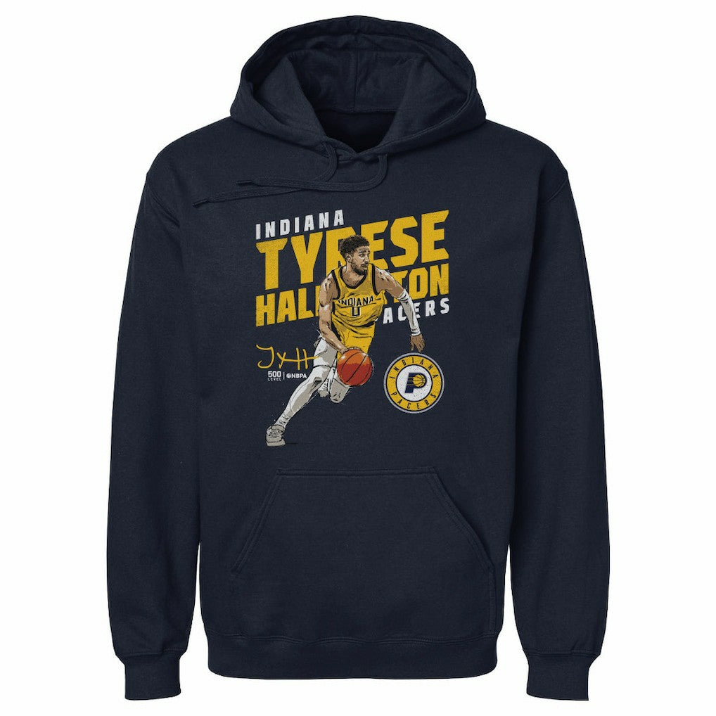 Navy Tyrese Haliburton Indiana Pacers 500 Level Slant Pullover Hoodie | NBA