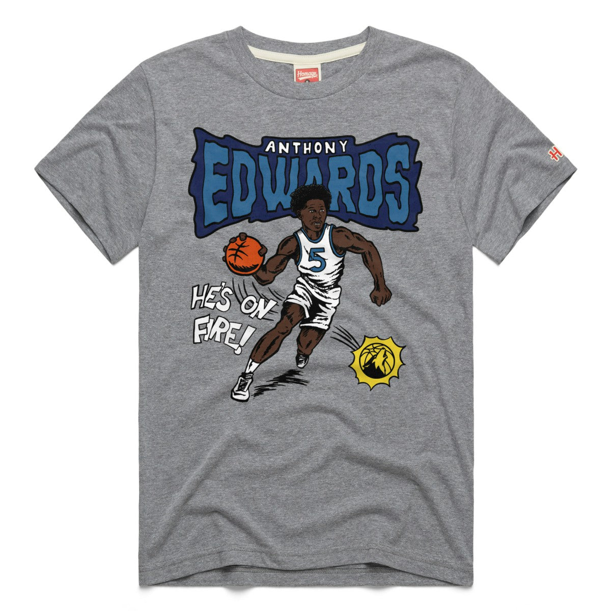Gray Anthony Edwards Minnesota Timberwolves Homage Unisex Comic Book Tri-Blend T-Shirt | NBA