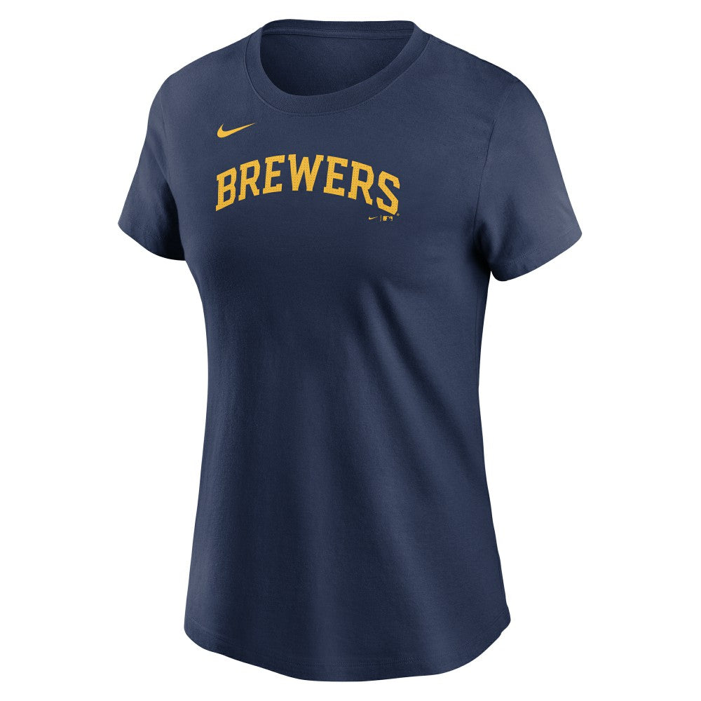 Jackson Chourio Milwaukee Brewers Nike Women's Cooperstown Collection Fuse Name & Number T-Shirt - MLB T-shirts