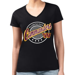 Washington Commanders G-III 4Her by Carl Banks Women's Super-Slim Fit Lightweight Pinstripe Circle V-Neck T-Shirt | NFL Near me