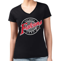 Atlanta Falcons G-III 4Her by Carl Banks Women's Super-Slim Fit Lightweight Pinstripe Circle V-Neck T-Shirt | NFL On sale