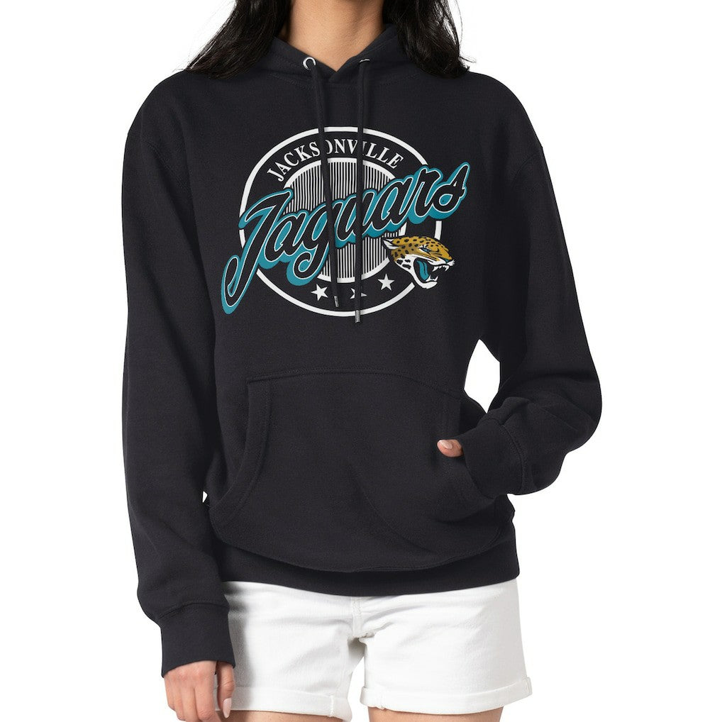 Jacksonville Jaguars G-III 4Her by Carl Banks Women's Pinstripe Circle Fleece Pullover Hoodie | NFL Sale
