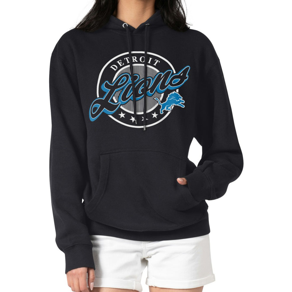 Detroit Lions G-III 4Her by Carl Banks Women's Pinstripe Circle Fleece Pullover Hoodie | NFL On sale