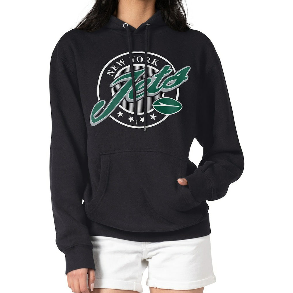 New York Jets G-III 4Her by Carl Banks Women's Pinstripe Circle Fleece Pullover Hoodie | NFL Outlet