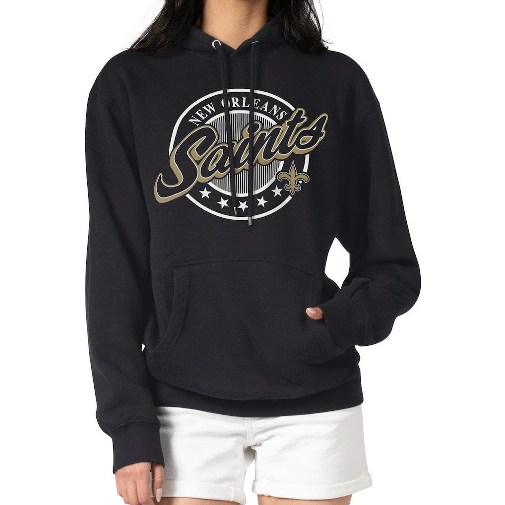 New Orleans Saints G-III 4Her by Carl Banks Women's Pinstripe Circle Fleece Pullover Hoodie | NFL Hot