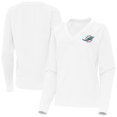 Miami Dolphins Antigua Women's Varsity Tri-Blend V-Neck Long Sleeve T-Shirt | NFL US