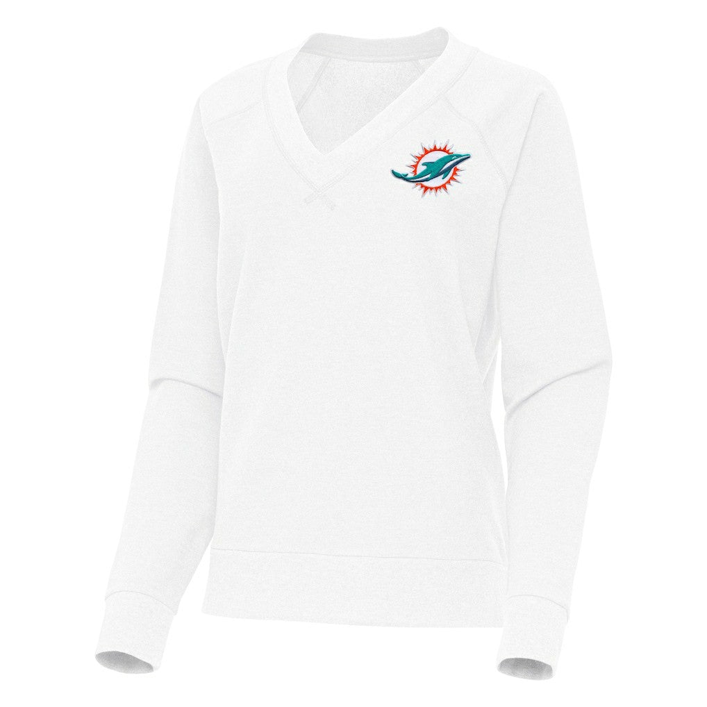 Miami Dolphins Antigua Women's Varsity Tri-Blend V-Neck Long Sleeve T-Shirt | NFL US