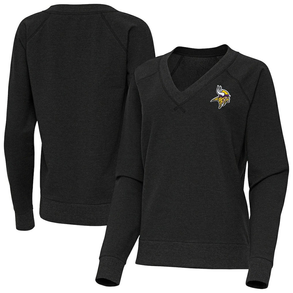 Minnesota Vikings Antigua Women's Varsity Tri-Blend V-Neck Long Sleeve T-Shirt | NFL US