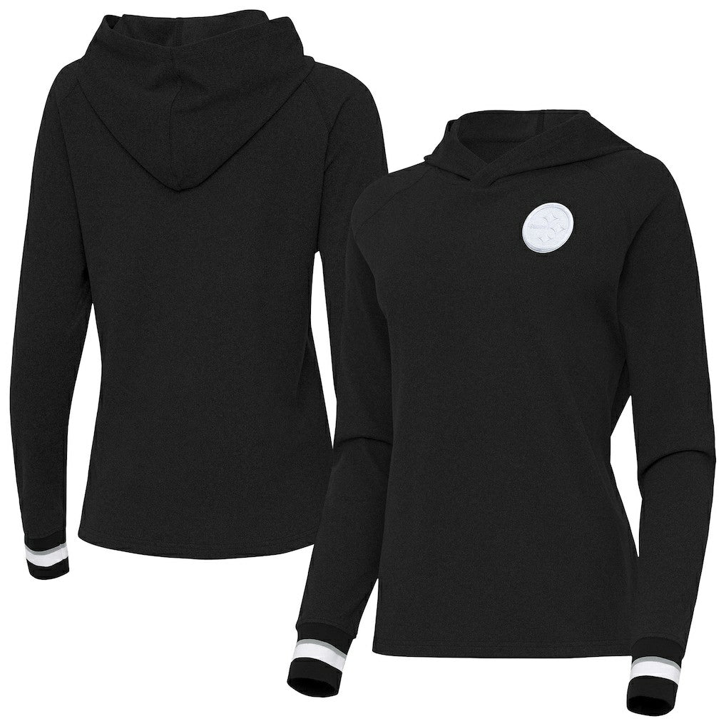 Pittsburgh Steelers Antigua Women's Trek Raglan Pullover Hoodie | NFL Discount
