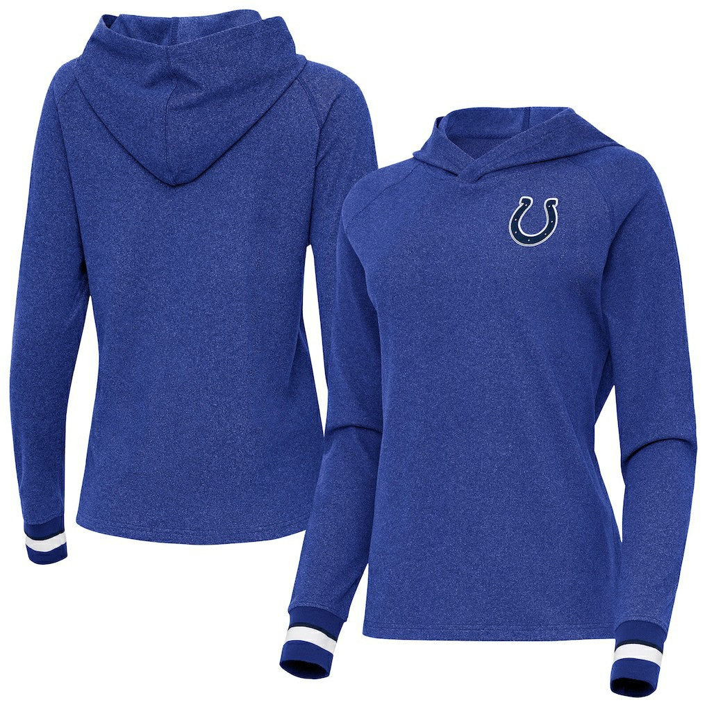 Indianapolis Colts Antigua Women's Trek Raglan Pullover Hoodie | NFL New