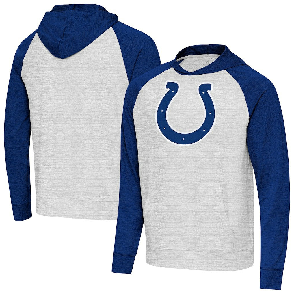 Indianapolis Colts Antigua Urgent Raglan Pullover Hoodie | NFL Outlet