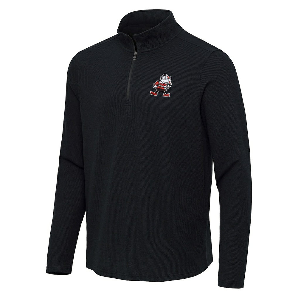 Cleveland Browns Antigua Throwback Sync Tri-Blend Quarter-Zip Pullover | NFL Online