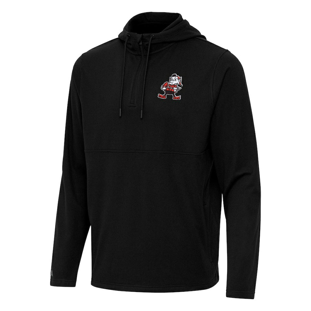 Cleveland Browns Antigua Throwback Connected Quarter-Zip Pullover Hoodie | NFL Hot