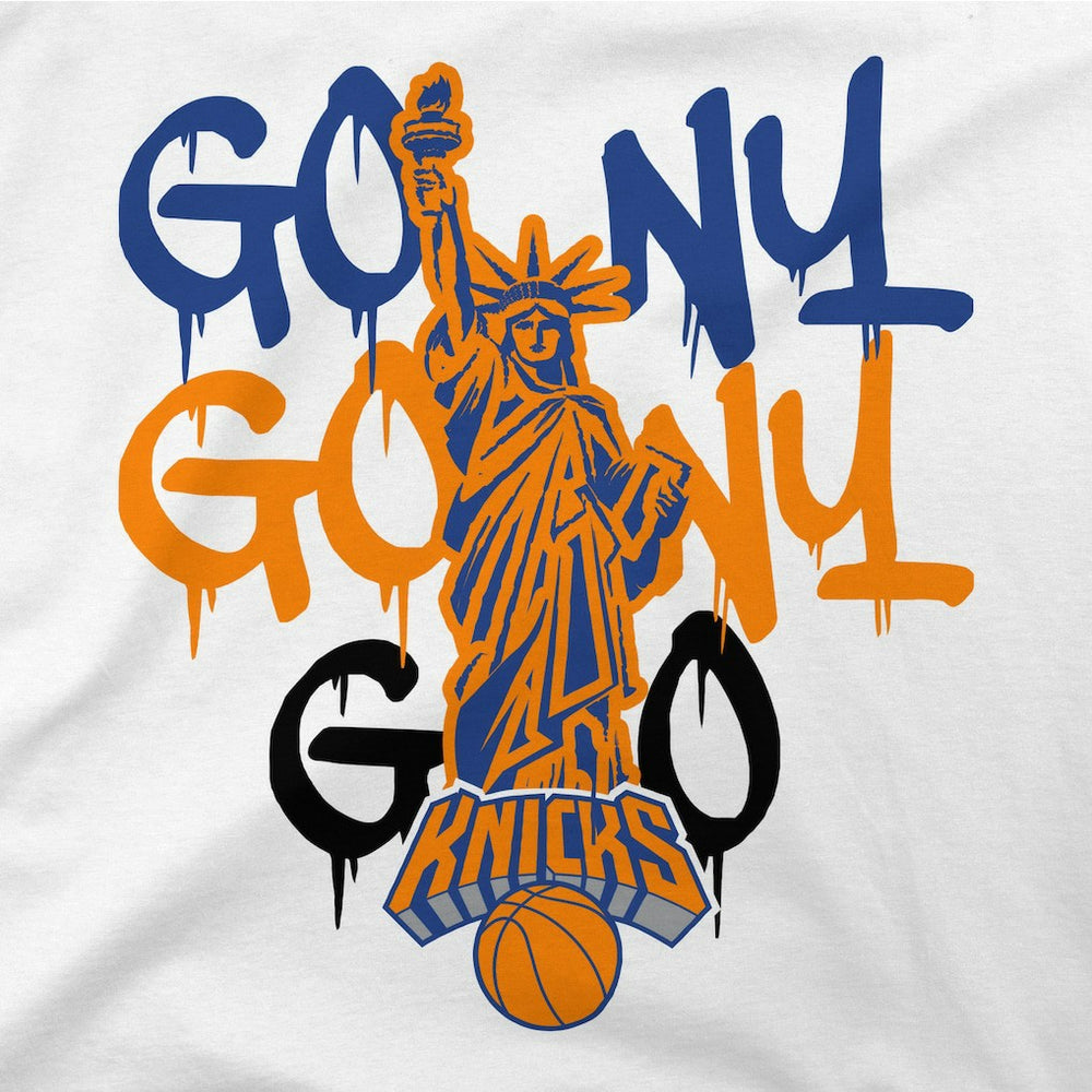 White New York Knicks Stadium Essentials Unisex Oversized Go NY Go T-Shirt | NBA
