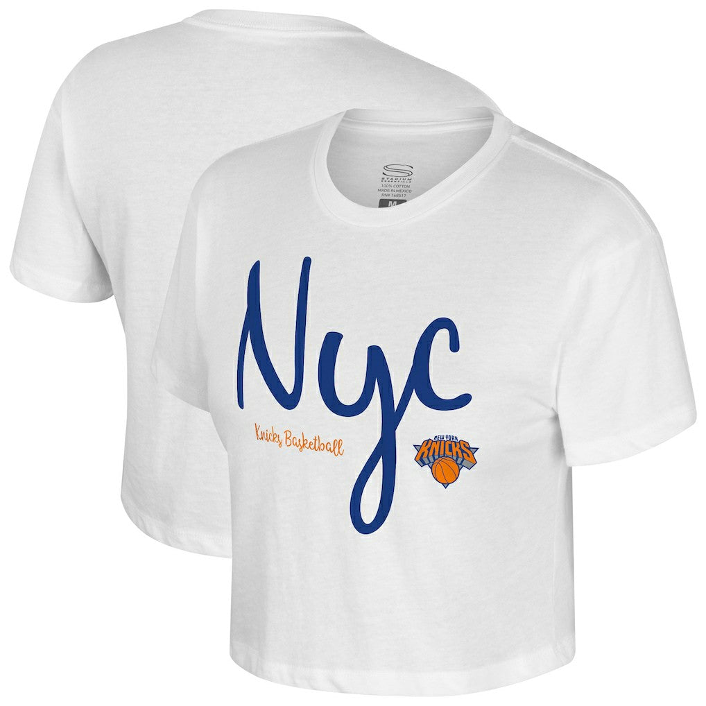White New York Knicks Stadium Essentials Cropped Third Quarter T-Shirt | NBA