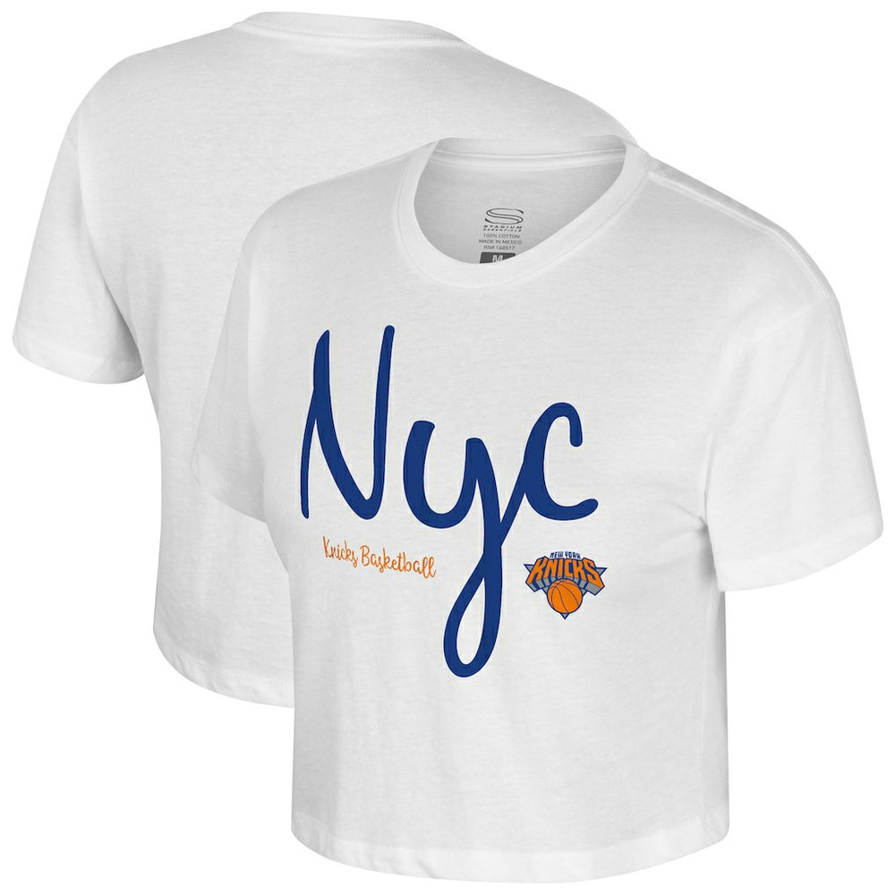 White New York Knicks Stadium Essentials Cropped Third Quarter T-Shirt | NBA