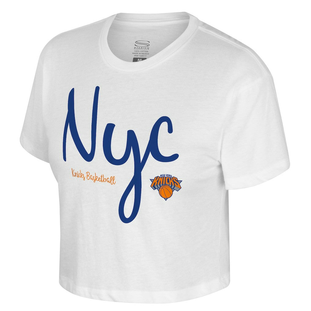 White New York Knicks Stadium Essentials Cropped Third Quarter T-Shirt | NBA