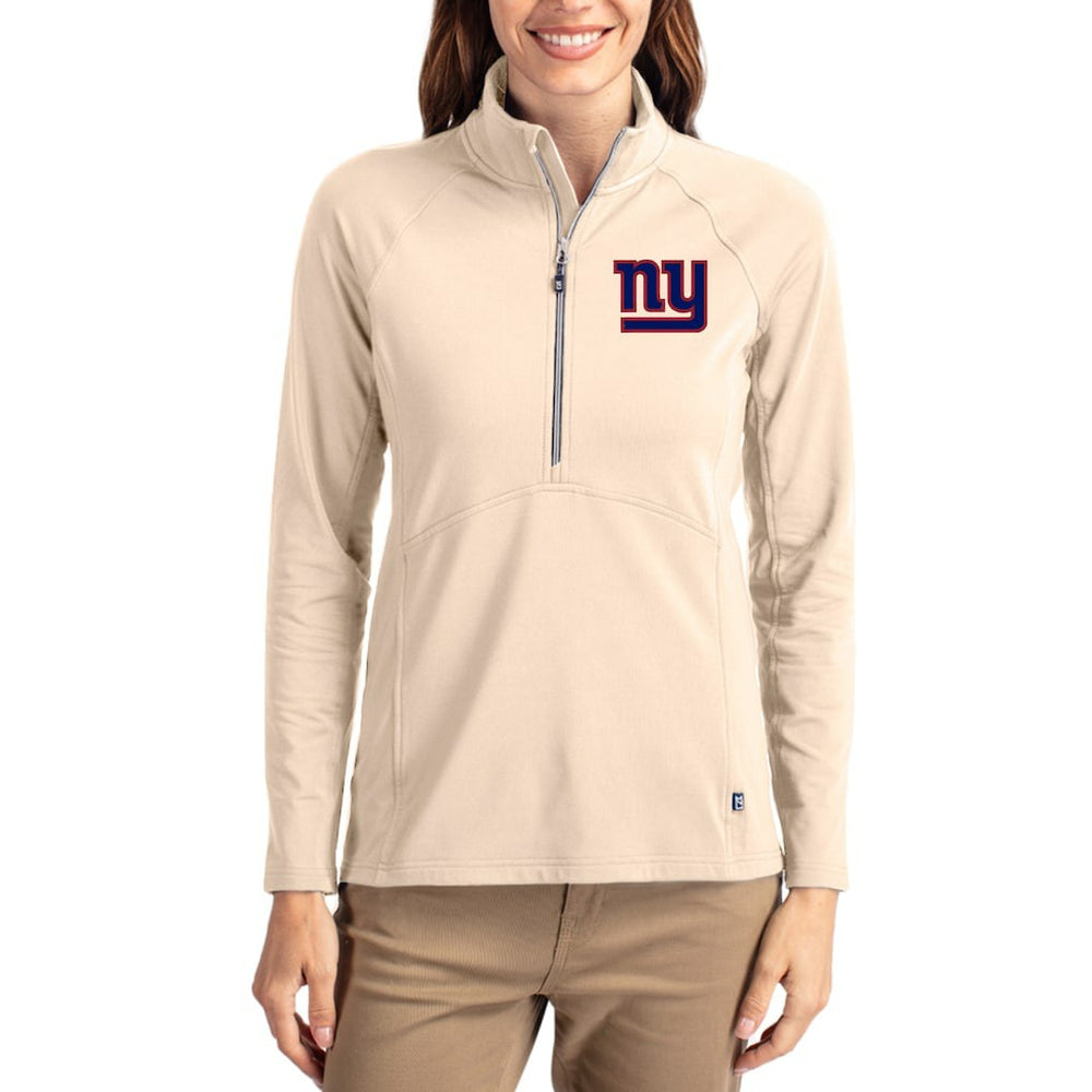 New York Giants Cutter & Buck Women's Adapt Eco Knit Stretch Recycled Raglan Half-Zip Pullover | NFL Sale