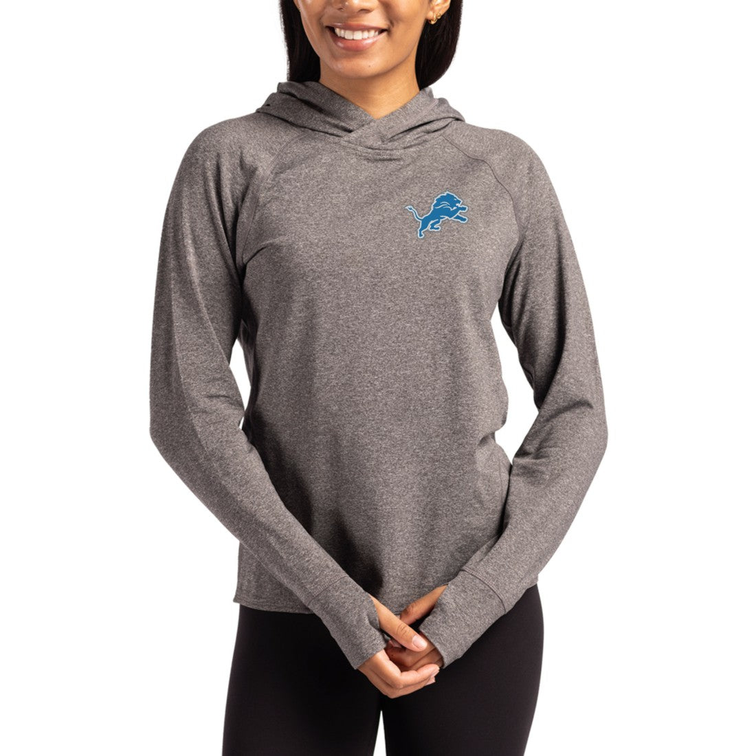 Detroit Lions Cutter & Buck Women's Primary Logo Adapt Knit Recycled Raglan Pullover Hoodie | NFL Sale