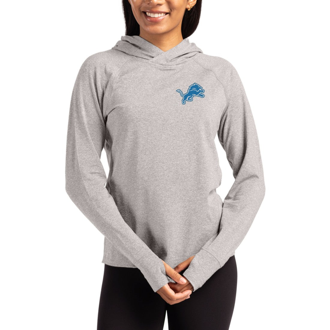 Detroit Lions Cutter & Buck Women's Primary Logo Adapt Knit Recycled Raglan Pullover Hoodie | NFL Hot