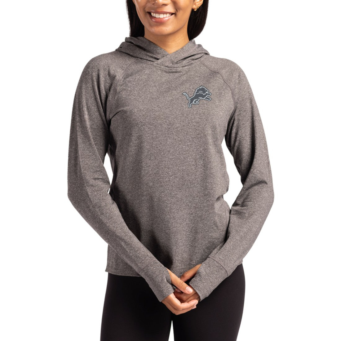 Detroit Lions Cutter & Buck Women's Tonal Logo Adapt Knit Recycled Raglan Pullover Hoodie | NFL Hot
