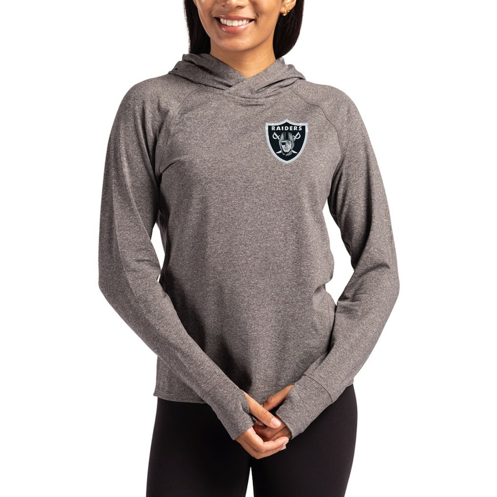 Las Vegas Raiders Cutter & Buck Women's Primary Logo Adapt Knit Recycled Raglan Pullover Hoodie | NFL Sale