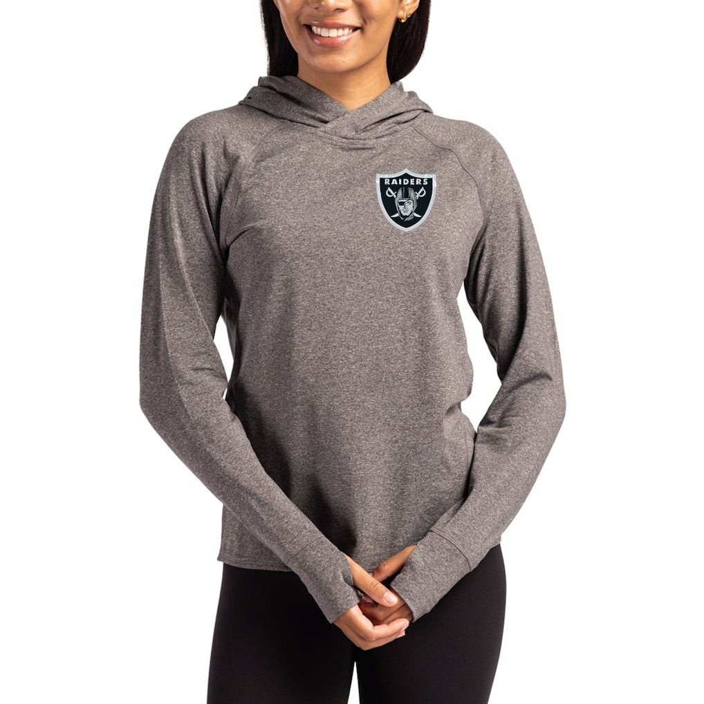 Las Vegas Raiders Cutter & Buck Women's Primary Logo Adapt Knit Recycled Raglan Pullover Hoodie | NFL Sale