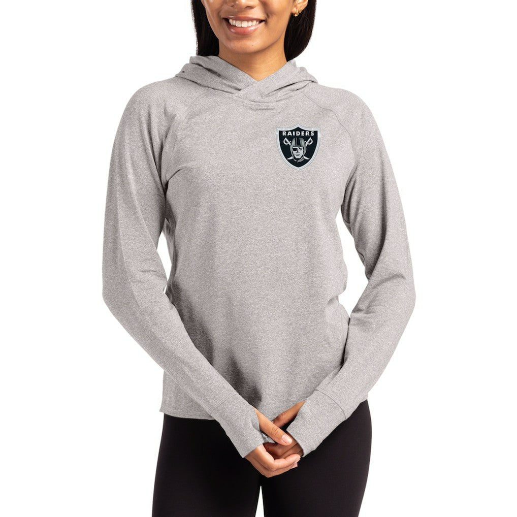 Las Vegas Raiders Cutter & Buck Women's Primary Logo Adapt Knit Recycled Raglan Pullover Hoodie | NFL US