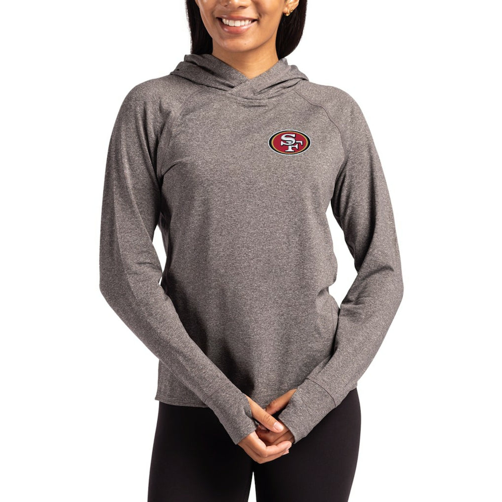 San Francisco 49ers Cutter & Buck Women's Primary Logo Adapt Knit Recycled Raglan Pullover Hoodie | NFL Hot