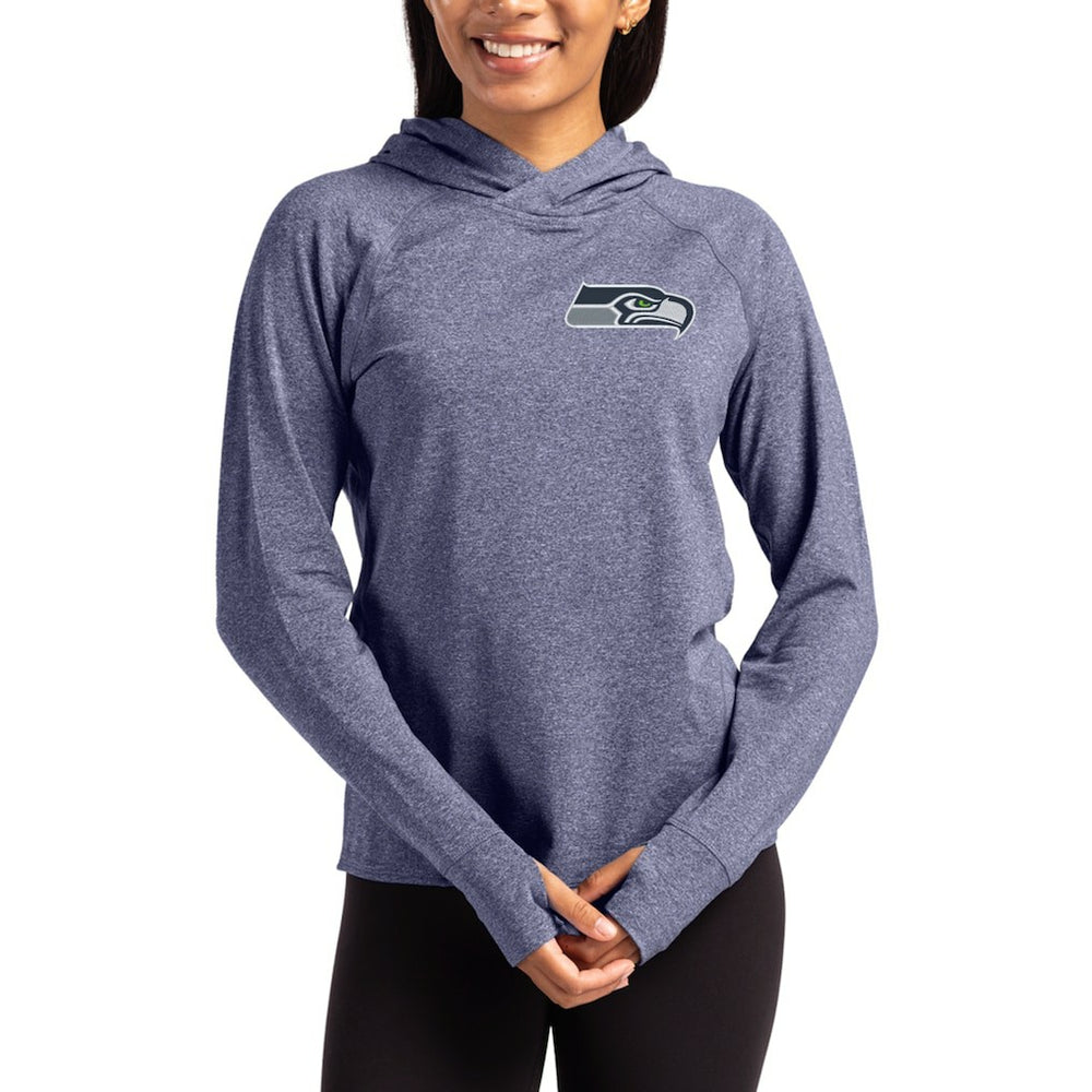 Seattle Seahawks Cutter & Buck Women's Primary Logo Adapt Knit Recycled Raglan Pullover Hoodie | NFL New