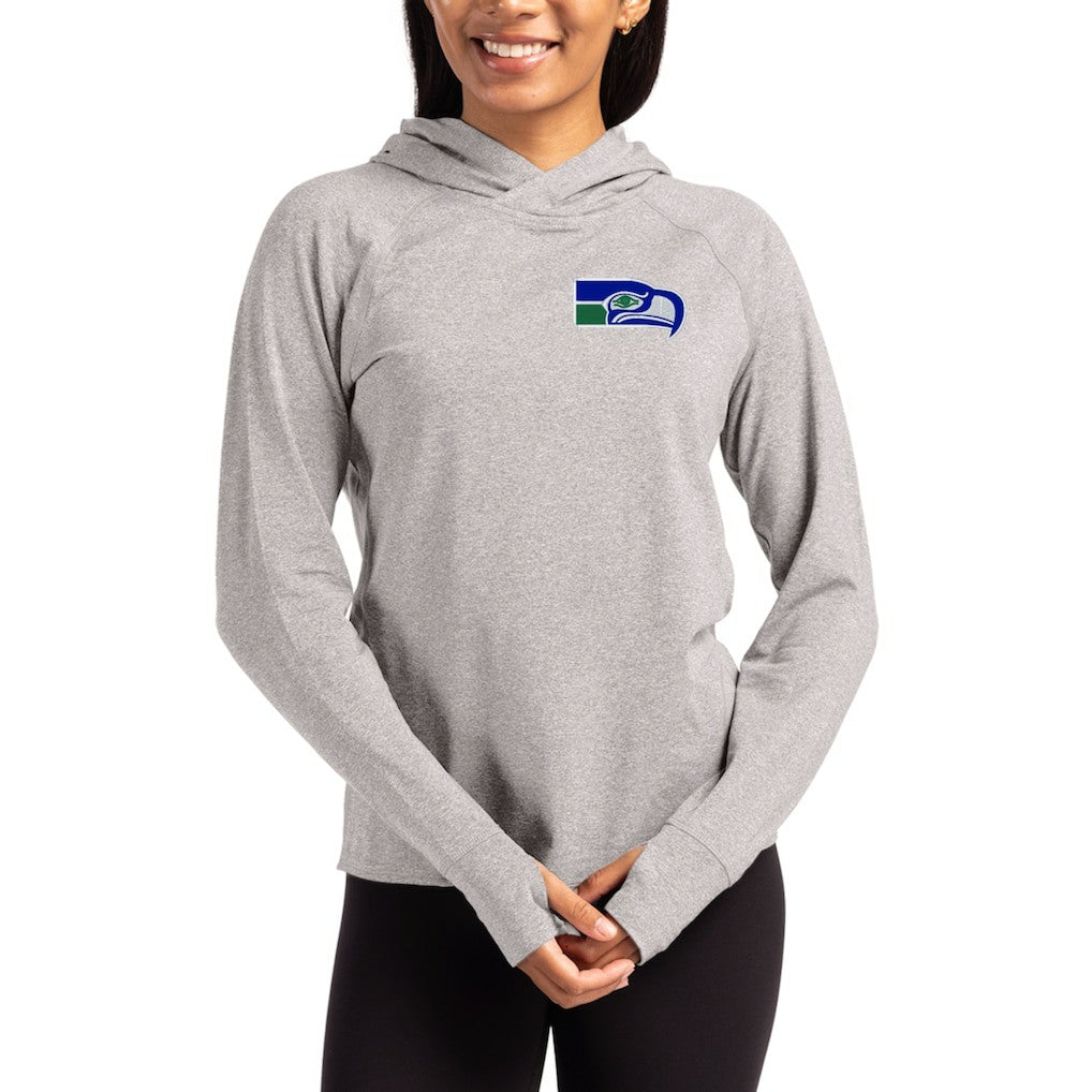 Seattle Seahawks Cutter & Buck Women's Throwback Logo Adapt Knit Recycled Raglan Pullover Hoodie | NFL Sale