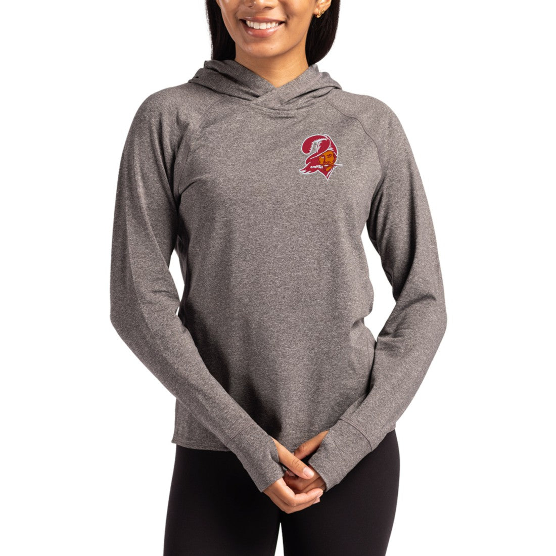 Tampa Bay Buccaneers Cutter & Buck Women's Throwback Logo Adapt Knit Recycled Raglan Pullover Hoodie | NFL Online