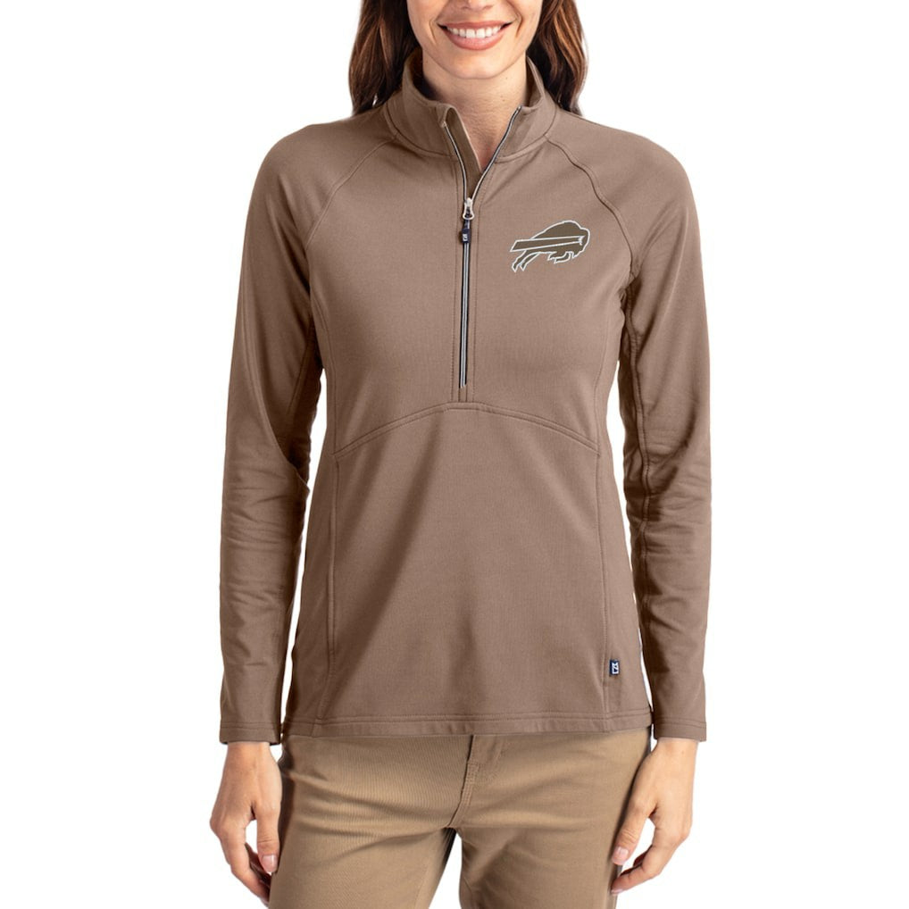 Buffalo Bills Cutter & Buck Women's Tonal Adapt Eco Knit Stretch Recycled Raglan Half-Zip Pullover | NFL Hot