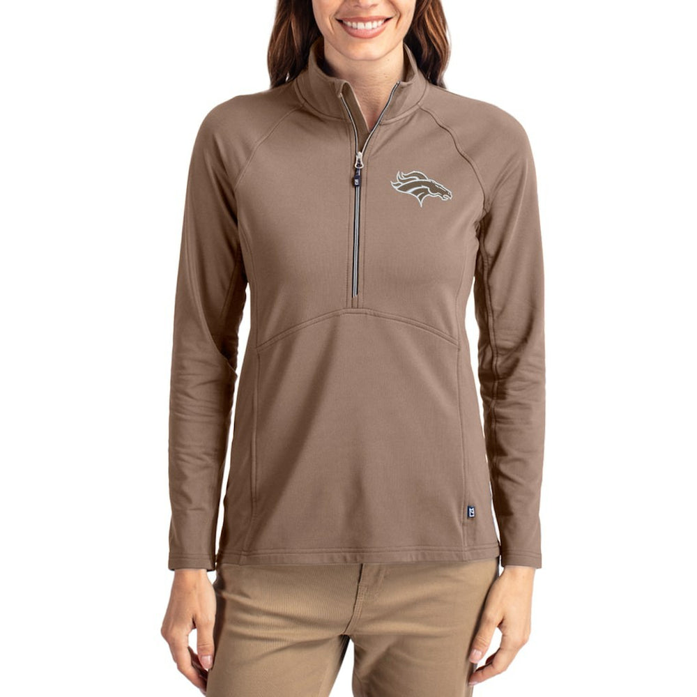 Denver Broncos Cutter & Buck Women's Tonal Adapt Eco Knit Stretch Recycled Raglan Half-Zip Pullover | NFL Online