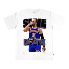 White Jalen Brunson New York Knicks SLAM Unisex King of New York Cover T-Shirt | NBA