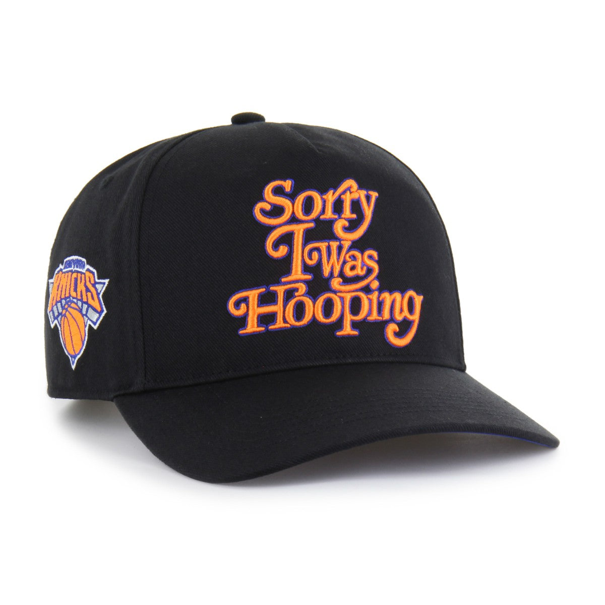 Black New York Knicks Brand Seen by '47 Sorry I Was Hooping Hitch Adjustable Hat | NBA